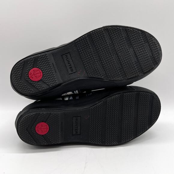 HUNTER Lace Up Rain Boots Womens 6 Black White Nightfall Marbled Rubber Bootie - Picture 6 of 11